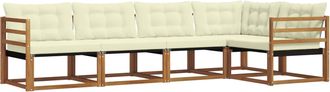 vidaXL Conjunto De Sof&aacute;s De Exterior 5 Uds. Natural Y Crema Vidaxl