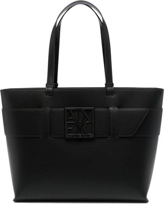 A|X Armani Exchange logo-plaque tote bag - women - Polyurethane/Polyester/Polyurethane - One Size - Black