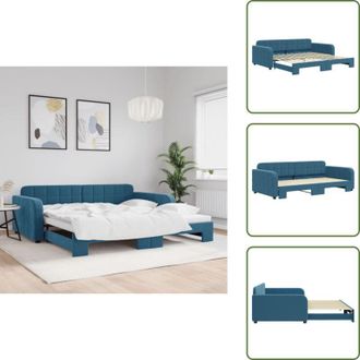 vidaXL Divano letto 2 in 1 - vidaXL Divano Letto con Letto Estraibile Blu 100x200 cm in Velluto - Letto in velluto