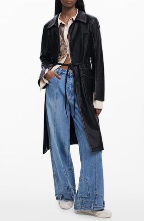 Desigual Faux Leather Coat in Black at Nordstrom, Size X-Large