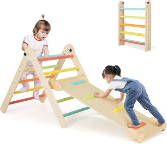 Costway Costway Tri&aacute;ngulos De Escalada Plegables Y Ajustables 3 En 1, Juguetes Triangulares De Escalada Para Ni&ntilde;os Con Rampa Deslizante, Escalador Triangular 