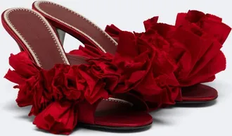 Magda Butrym Floral-appliqu&eacute; satin mules