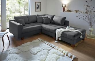 HOME AFFAIRE Ecksofa »Rice L-Form, B: 216 cm« Set: Sofa & Hocker, mit 3 Zierkissen, Federkern