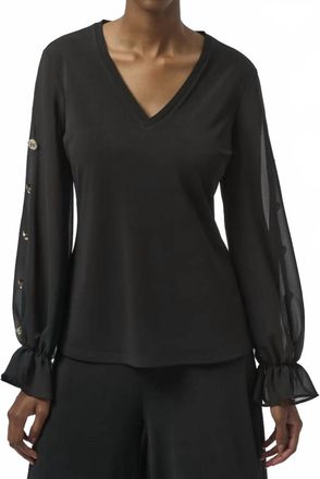 Joseph Ribkoff Chic V-Neck Pullover In Black