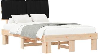 vidaXL Bed Frame with Upholstered Headboard Black 120 x 190 cm vidaXL