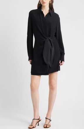 Nordstrom Tie Waist Long Sleeve Shirtdress in Black at Nordstrom Rack, Size Xx-Small