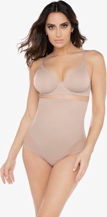 Miraclesuit Sexy Sheer Shaping Extra Firm Control High Waist Thong In Stucco