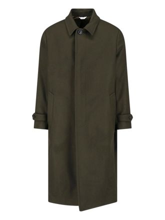 Boglioli Green Wool Concealed Placket Coat