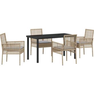 vidaXL Vidaxl - Conjunto De Comedor De Jard&iacute;n Con Coj&iacute;n 5 Pcs Beige Polirat&aacute;n
