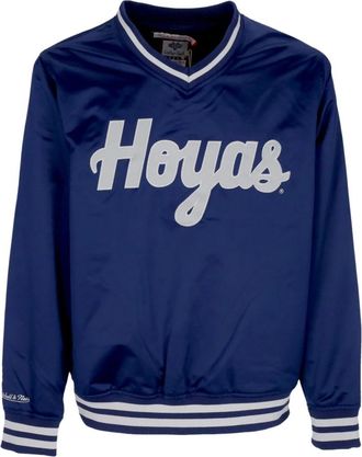 Mitchell & Ness Georgetown Hoyas Satijnen Jas - Heren - Sweatshirts - Blauw - L - Satijn - Hoodies & sweatvesten