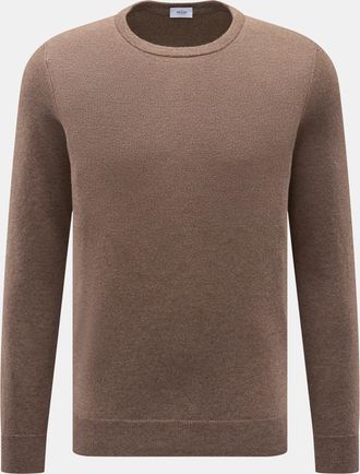Braun Hamburg Men - Cashmere crew neck jumper brown mottled
