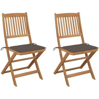 vidaXL Sedie da Giardino Pieghevoli 2 pz con Cuscini Massello Acacia vidaXL
