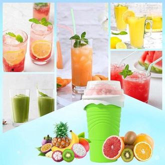 No Brand Vaso De Silicona Para Batidos De 500 Ml - Con Pajita Y Cuchara, Verde