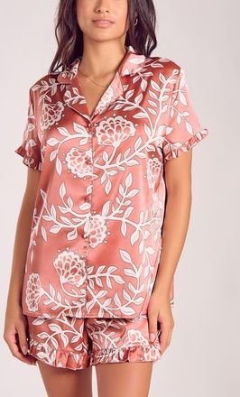 iCollection Satin Nightgown with Ruffle Neckline in Dusty Rose at Nordstrom, Size X-Large