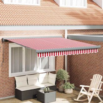 vidaXL Vidaxl - Toldo Retr&aacute;ctil Rojo Y Blanco 300 X 250 Cm Tela, Metal