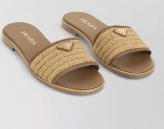 Prada calf leather sandals braided detail open toe