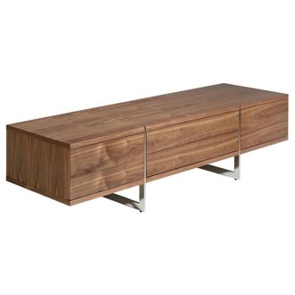 Angel Cerd&aacute; Walnut TV Stand 180cm with Chrome Stainless Steel in Brown