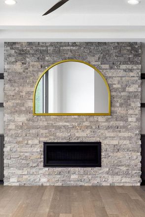 MirrorOutlet Gold Metal Framed Arched Wall Mirror 49 X 35 (125CM X 90CM) | Size: 1 Pack