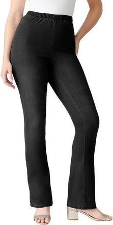 Roaman's Plus Size Comfort Stretch Bootcut Jean in Black Denim at Nordstrom, Size 32