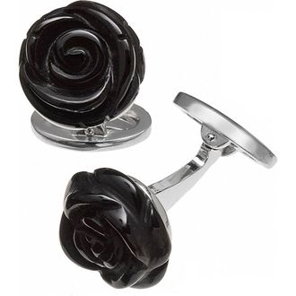 Jan Leslie Rose Carved Sterling Cufflinks in Black at Nordstrom