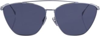 Fendi Zonnebril met dubbele brug van metaal - Dames - Accessoires - Grijs - Maat: ONE Size