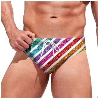 Generic Budgie Smugglers Mens Swimming Briefs Printed with Adjustable Drawstring Mens Sexy Low Rise Swim Briefs Swimwear Quick Dry Men Swim Brief Swimsuit Bik