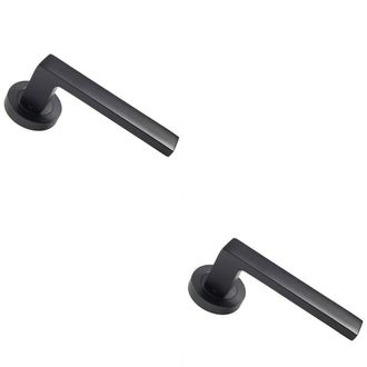 Loops 2x PAIR Straight Square Handle on Round Rose Concealed Fix Matt Black Finish