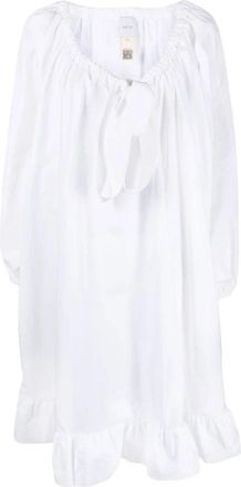 Patou Tie-neck Peplum Jurk - Dames - Casual kleedjes - Wit - XS - Katoen - Kleedjes