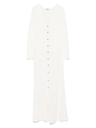 Sandro pointelle-knit maxi dress - women - Viscose/Elastane/Polyamide - 36 - Neutrals