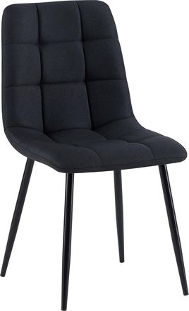 Clp Silla de comedor con patas de metal y asiento de Tela Negro