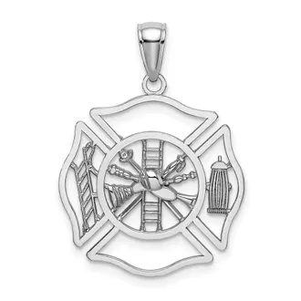Diamond2Deal 14k Gold Fireman Shield Pendant