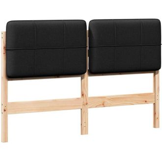 vidaXL Upholstered Headboard Brown and Black 140 cm Solid Pine Wood vidaXL