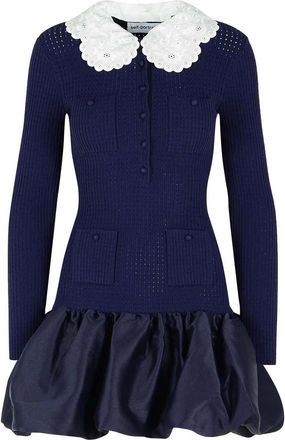 Self Portrait Navy Viscose Dress