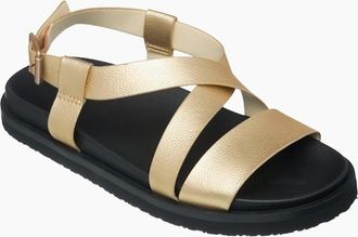 Roxy Womens Roxy Womens Zaho Crossed Sandals - Gold/Cream - Size: 7.5