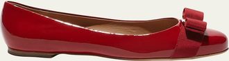 Ferragamo Varina Patent Leather Bow Ballerina Flats