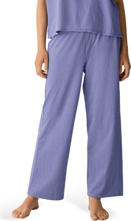 Eileen Fisher Stripe Organic Cotton Ankle Wide Leg Pull-On Pants in Periwinkle at Nordstrom, Size Xx-Small