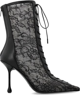 Jimmy Choo London Scarlett Enkellaars 95 - Dames - Laarzen met Hak - Zwart - 37 EU - Leer - Schoenen