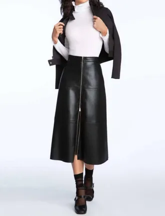 Elliott Lauren Vegan Leather Zip Front Skirt In Black