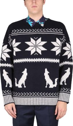 Etro Dark Navy Jacquard Sweater