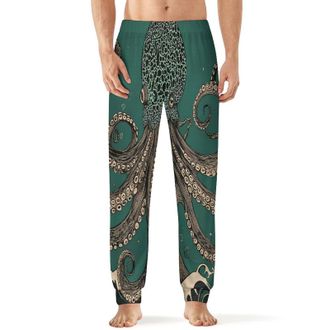 Generic Octopus Wave Mens Pajama Bottoms Fashion Lounge Sleep Pants Lightweight Elastic Pjs 2XL