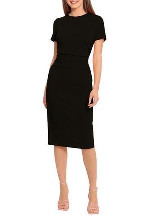 Maggy London Ruched Short Sleeve Midi Dress in Black at Nordstrom Rack, Size 18 (Similar To 16W)