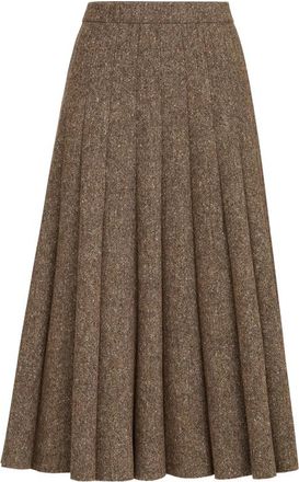 Brunello Cucinelli Virgin Wool Donegal Pleated Skirt