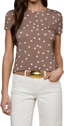 L'agence Ressi Fitted Tee In Cardamom/ecru Polka Dot