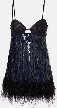 Johanna Ortiz Abito corto con paillettes e piume