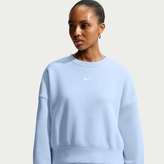 Nike Womens Nike Sportswear Phoenix Fleece Over-Oversized Crew-Neck Sweatshirt in Blue | DQ5761-407