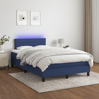 vidaXL Vidaxl - Cama Box Spring Con Colch&oacute;n Y Led Tela Azul 120x200 Cm
