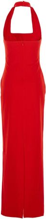 Solace London Womens Red Long Dress With Square Neckline Polyester
