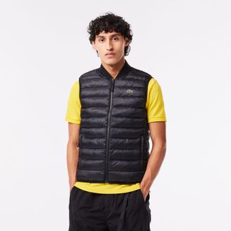 Lacoste Mens Water-Repellent Padded Gilet in Black - Size Small