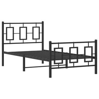Berkfield Home Metal Bed Frame without Mattress with Footboard Black 90x200cm | Size: 90x200 cm