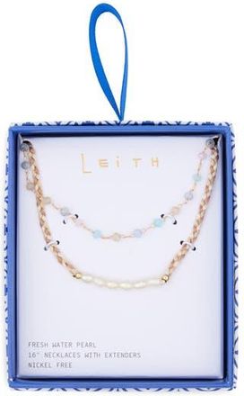Leith Freshwater Pearl Beaded Layered Necklace in Neutral Multi- Gold at Nordstrom Rack